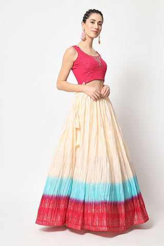 Multi Color Foil Printed Lehenga Choli with Dupatta Collection ClothsVilla.com
