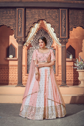 Multi Color Lehenga With Georgette Fabric And Thread With Sequince Embroidered Work And Heavy Can-Can Lehenga For Wedding And Party Wear ClothsVilla
