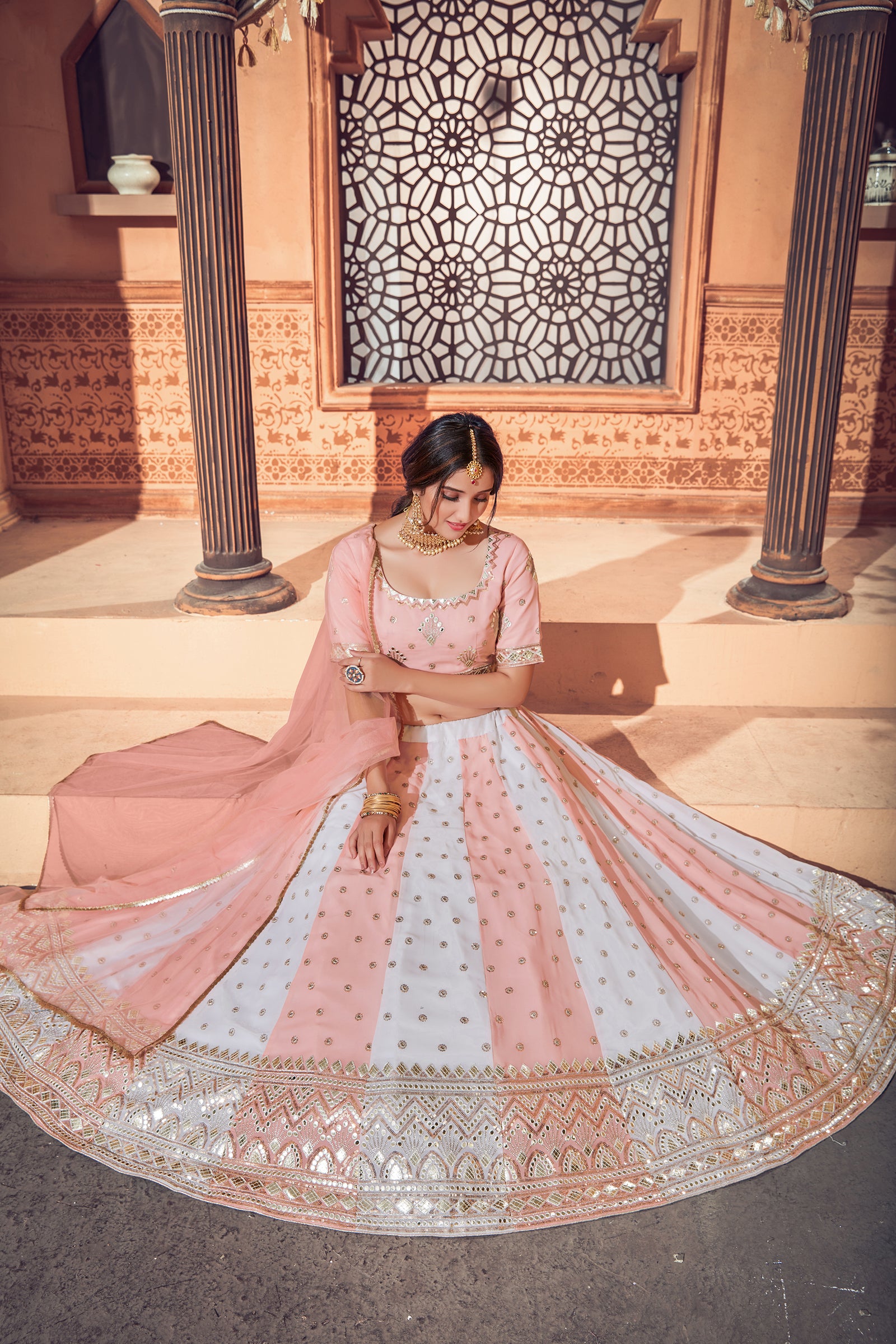 Multi Color Lehenga With Georgette Fabric And Thread With Sequince Embroidered Work And Heavy Can-Can Lehenga For Wedding And Party Wear ClothsVilla