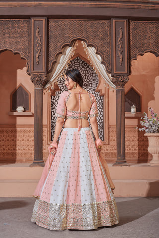 Multi Color Lehenga With Georgette Fabric And Thread With Sequince Embroidered Work And Heavy Can-Can Lehenga For Wedding And Party Wear ClothsVilla