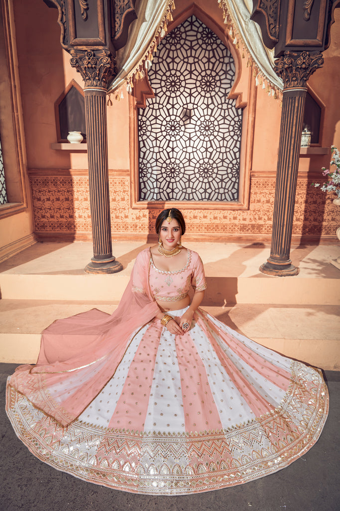 Multi Color Lehenga With Georgette Fabric And Thread With Sequince Embroidered Work And Heavy Can-Can Lehenga For Wedding And Party Wear ClothsVilla