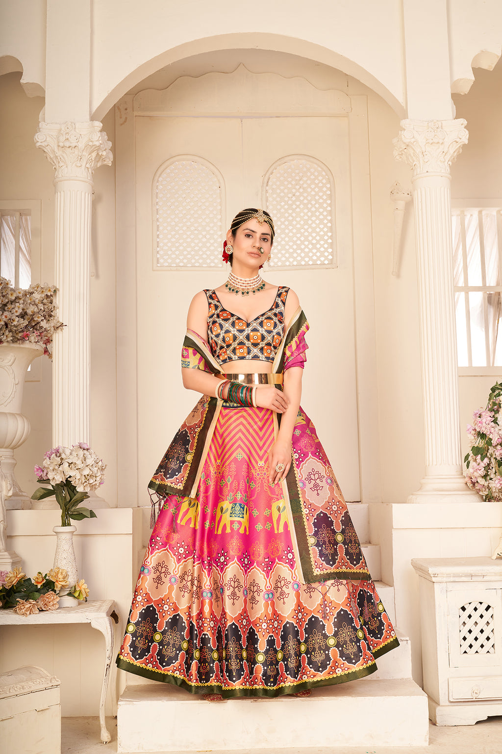 Multicolor Rera Silk Digital Printed Lehenga Choli Party Wear ClothsVilla