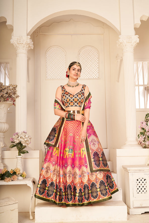 Multicolor Rera Silk Digital Printed Lehenga Choli Party Wear ClothsVilla