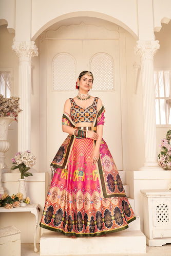 Multicolor Rera Silk Digital Printed Lehenga Choli Party Wear ClothsVilla