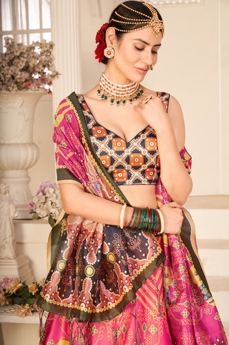 Multicolor Rera Silk Digital Printed Lehenga Choli Party Wear ClothsVilla
