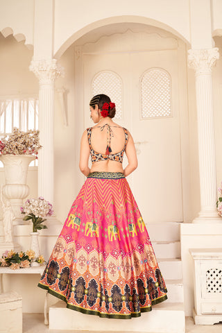 Multicolor Rera Silk Digital Printed Lehenga Choli Party Wear ClothsVilla