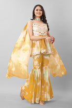 Load image into Gallery viewer, Mustard Color Tie Dye Thread Sequence Work Sharara Suit Clothsvilla