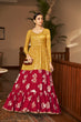 Load image into Gallery viewer, Mustard Yellow &amp; Rani Pink Metallic Foilage Print Georgette Anarkali Long Gown Semi Stitched ClothsVilla