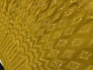 Mustered Yellow Lehenga Choli in Georgette With Embroidery Work Clothsvilla