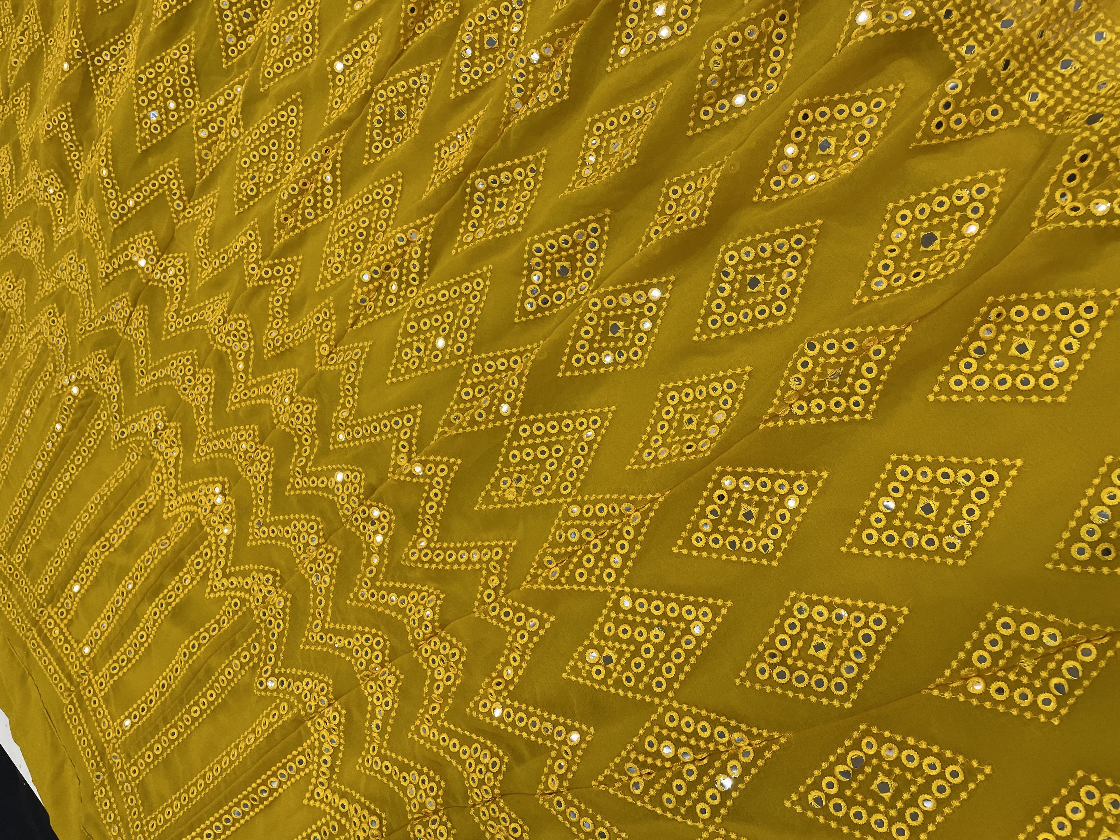 Mustered Yellow Lehenga Choli in Georgette With Embroidery Work Clothsvilla