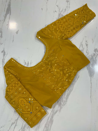 Mustered Yellow Lehenga Choli in Georgette With Embroidery Work Clothsvilla