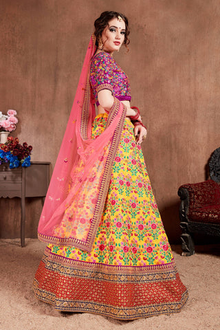 Lovely Yellow Colored Bridal Wear Embroidered Lehenga Choli Clothsvilla