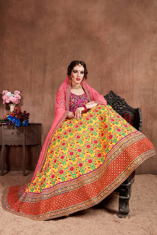 Lovely Yellow Colored Bridal Wear Embroidered Lehenga Choli Clothsvilla