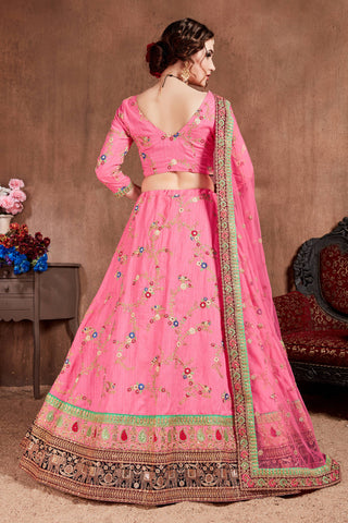 Elegant Pink Designer Embroidered Bridal wear Lehenga Choli Clothsvilla