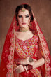 Load image into Gallery viewer, Flattering Red Colored Designer Bridal wear Embroidered Lehenga Choli Clothsvilla