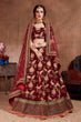 Load image into Gallery viewer, Blooming Dark Maroon Colored Bridal Wear Designer Embroidered Lehenga choli Clothsvilla