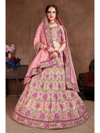 Arresting Pastel Pink Colored Bridal Wear Designer Embroidered Lehenga choli Clothsvilla