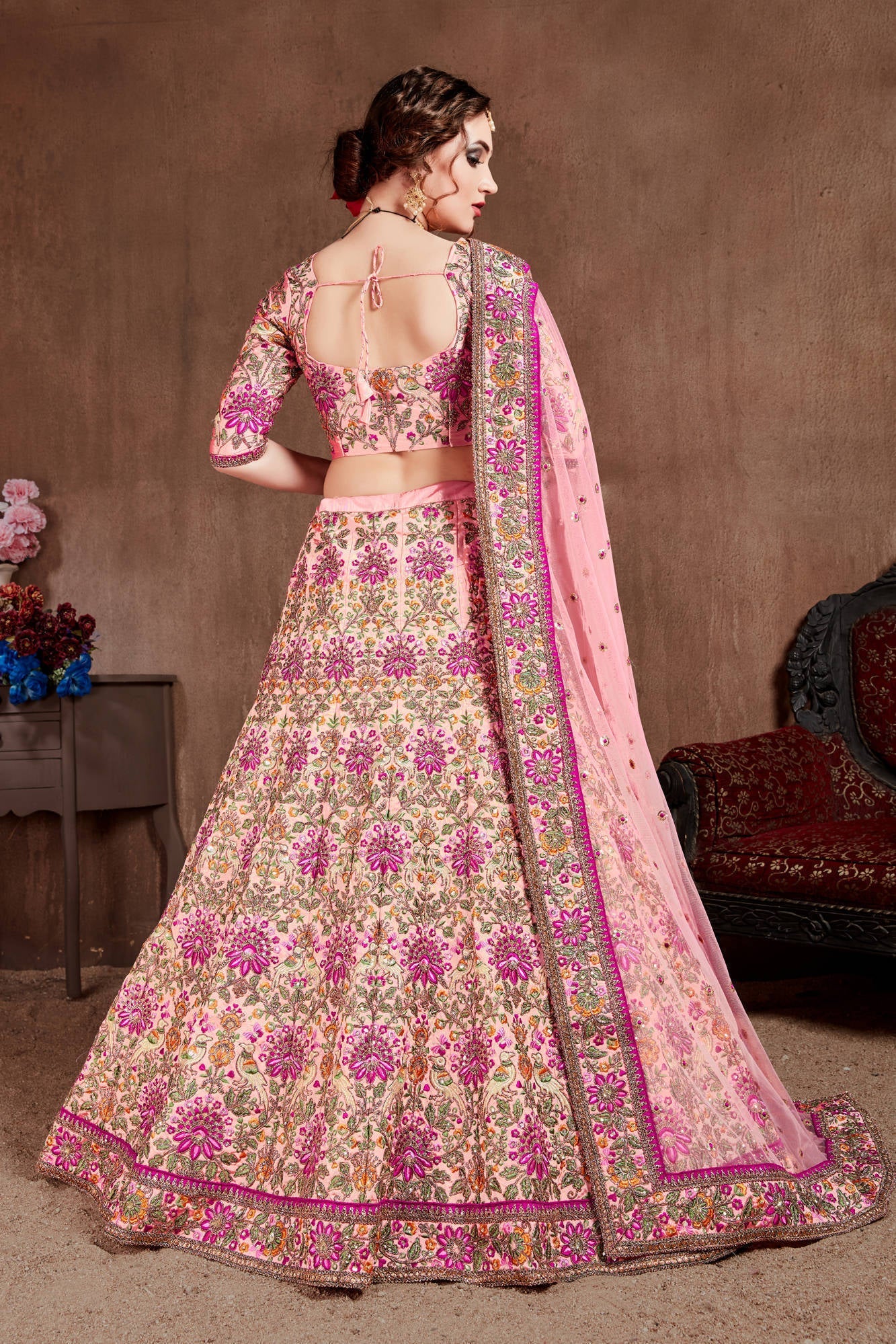 Arresting Pastel Pink Colored Bridal Wear Designer Embroidered Lehenga choli Secondary image