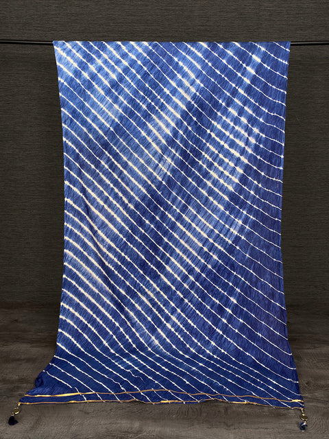 Navy Blue Color Gota Patti Border Leheriya Bandhej Dupatta Clothsvilla Main image