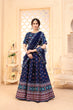 Load image into Gallery viewer, Navy-Blue Digital Printed Art Silk Bridal Lehenga ClothsVilla