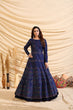 Load image into Gallery viewer, Navy-Blue Pigment Foliage Taffeta Silk Party Wear Gown Semi Stitched ClothsVilla