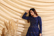 Load image into Gallery viewer, Navy-Blue Pigment Foliage Taffeta Silk Party Wear Gown Semi Stitched ClothsVilla