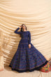 Load image into Gallery viewer, Navy-Blue Pigment Foliage Taffeta Silk Party Wear Gown Semi Stitched ClothsVilla
