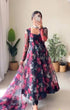 Load image into Gallery viewer, Navy Blue Anarkali Gown in Organza with Digital Print ClothsVilla