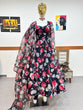 Load image into Gallery viewer, Navy Blue Anarkali Gown in Organza with Digital Print ClothsVilla