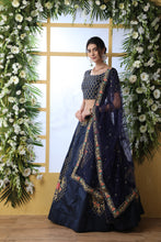 Load image into Gallery viewer, Navy Blue Bridal Lehenga With Thread Embroidered Work And Enhance Stone Pasting Work For Indian Bridal Wedding, Party Wears Lehenga Choli ClothsVilla