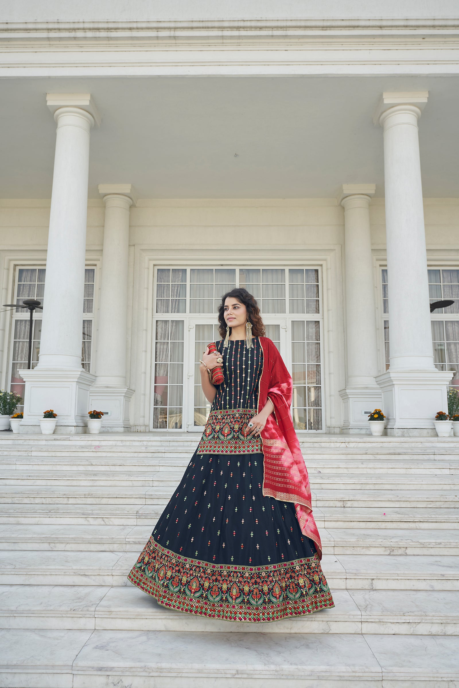 Navy Blue Color Gota Patti Work Designer Lehenga Suit Clothsvilla