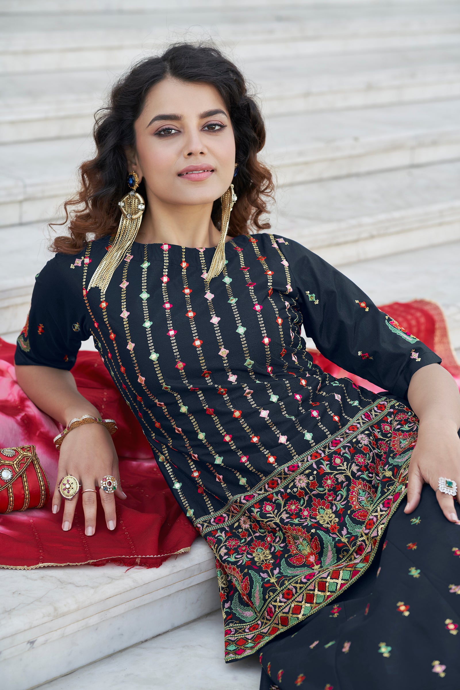 Navy Blue Color Gota Patti Work Designer Lehenga Suit Clothsvilla