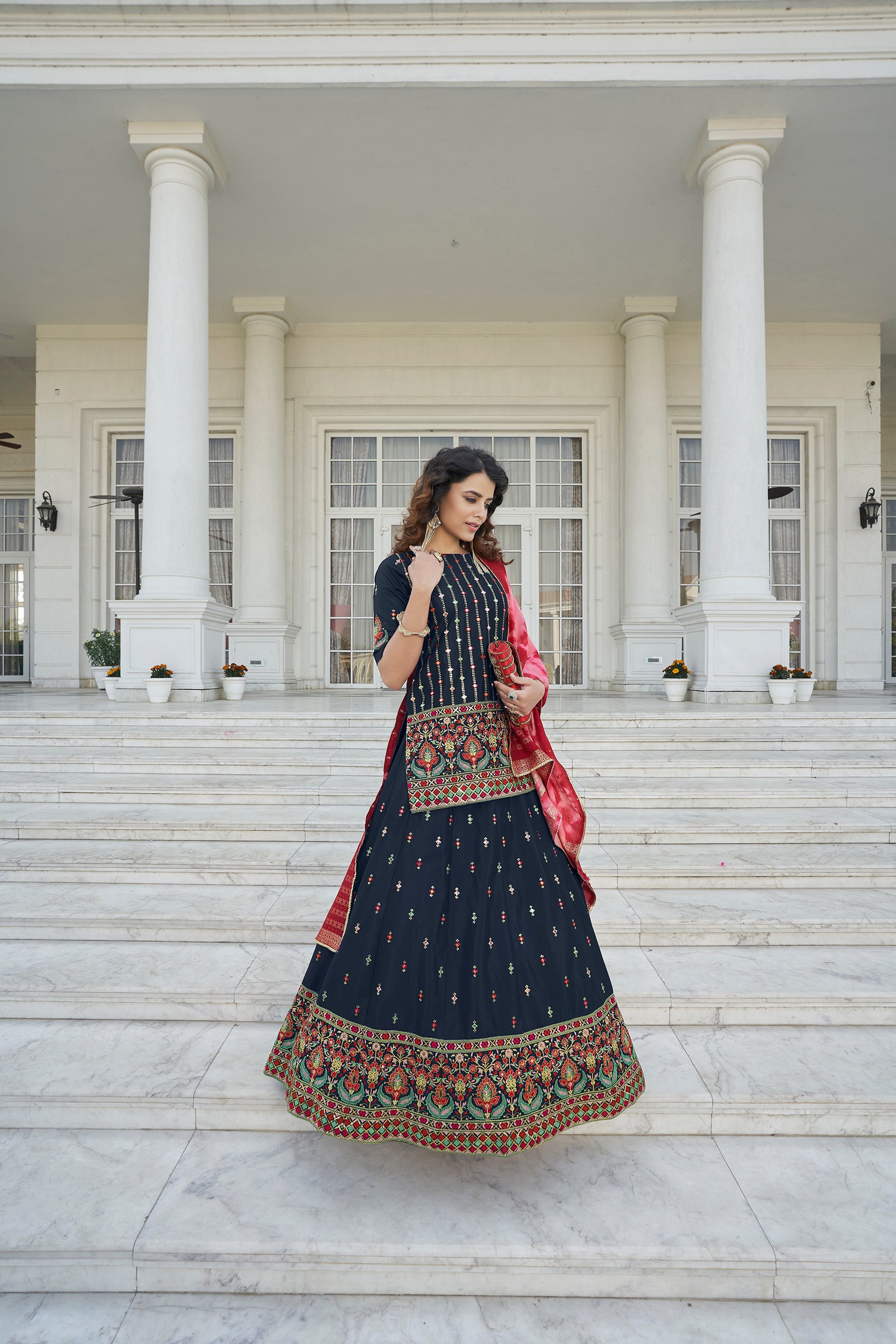 Navy Blue Color Gota Patti Work Designer Lehenga Suit Clothsvilla
