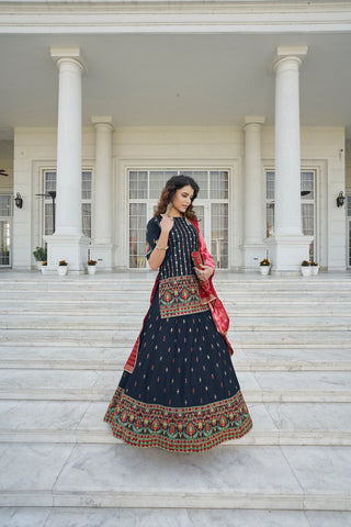 Navy Blue Color Gota Patti Work Designer Lehenga Suit Clothsvilla