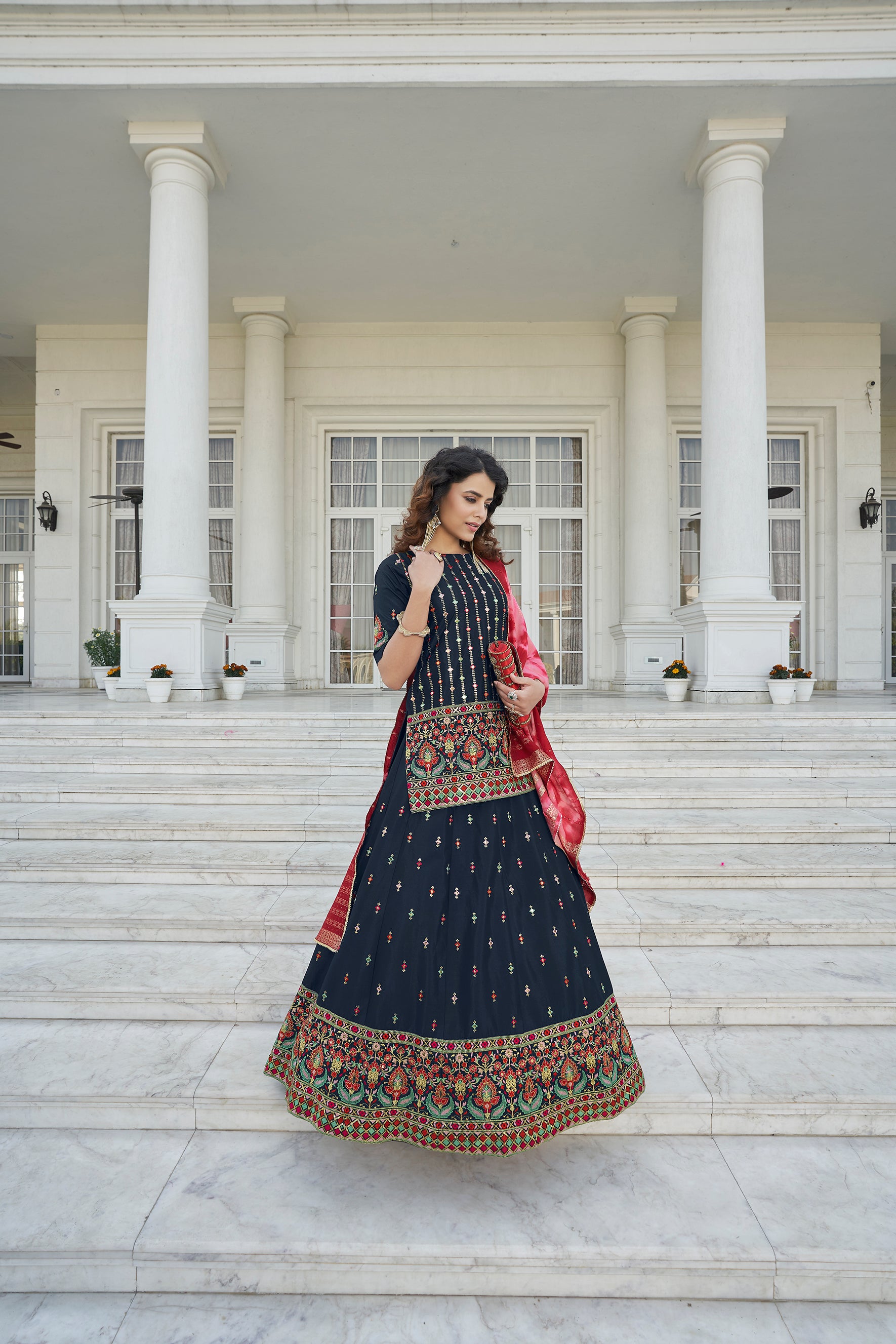 Navy Blue Color Gota Patti Work Designer Lehenga Suit Clothsvilla