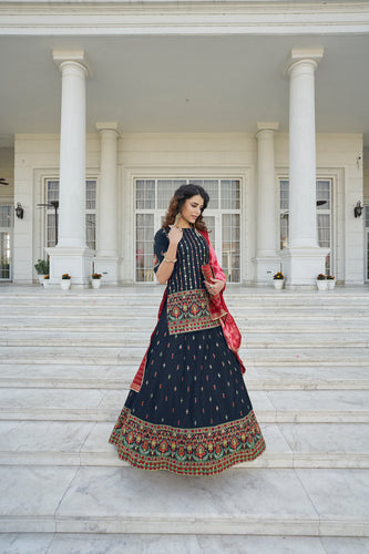 Navy Blue Color Gota Patti Work Designer Lehenga Suit Clothsvilla