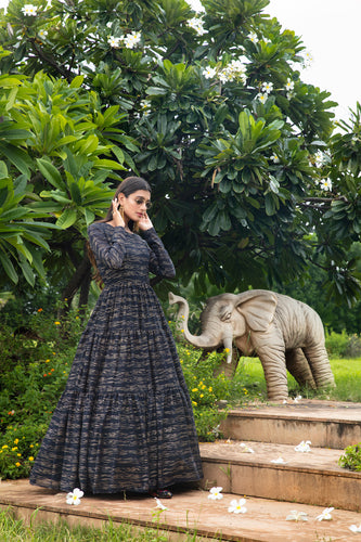 Navy Blue Color Latest Fancy Designer Georgette Anarkali Suit ClothsVilla