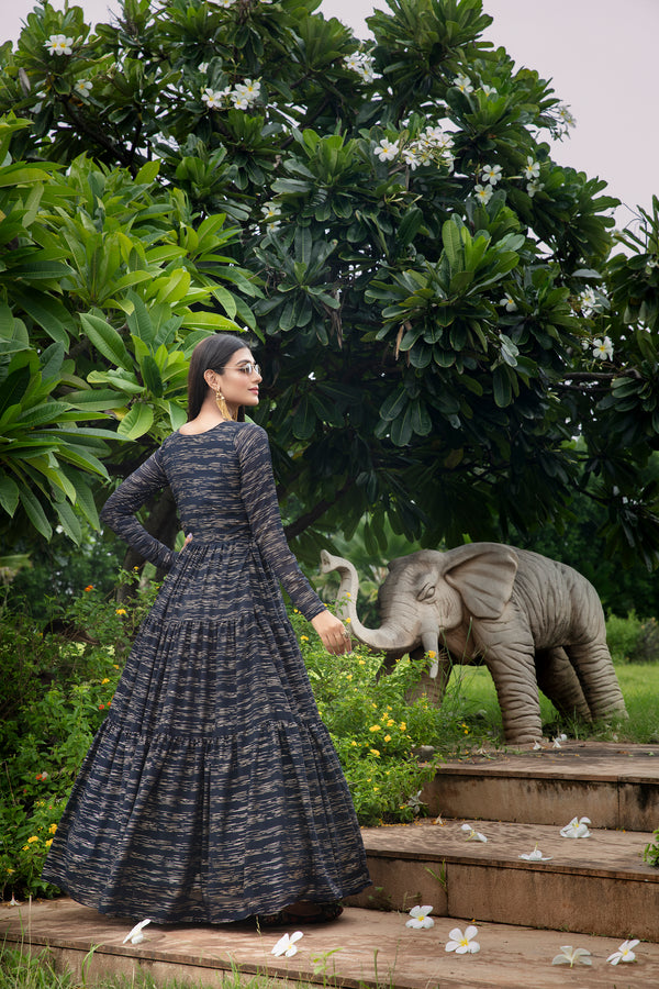 Navy Blue Color Latest Fancy Designer Georgette Anarkali Suit ClothsVilla