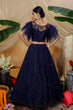 Load image into Gallery viewer, Navy Blue Heavy Net With Embroidered Party Wear Lengha , And Traditional Wear For Women ClothsVilla