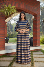 Load image into Gallery viewer, Navy Blue Imported Indo Western Ready To Wear Skirt With Crop Top ClothsVilla