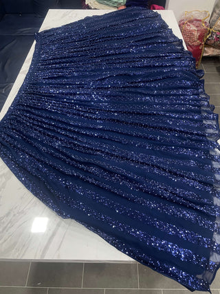 Navy Blue Lehenga Choli in Georgette with Sequence Work Clothsvilla