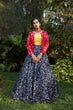 Load image into Gallery viewer, Navy Blue Lehenga Metallic Foil Printed Work With Koti Lehenga, Wedding Wear And Also Party Wear Latest Designer Chaniya Choli For Women ClothsVilla