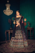 Load image into Gallery viewer, Navy Blue Multi Thread Embroidered Georgette Wedding Lehenga Choli ClothsVilla