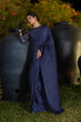 Load image into Gallery viewer, Navy Blue Pleated Foil Work Silk Party Wear Saree With Blouse ClothsVilla