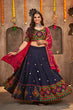 Load image into Gallery viewer, Navy Blue Rayon Embroidered with mirror Work Navratri Chaniya Choli ClothsVilla.com