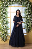 Navy Blue Thread Embroidered Net Party Wear Anarkali Gown With Dupatta ClothsVilla