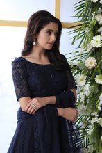 Load image into Gallery viewer, Navy Blue Thread Embroidered Net Party Wear Anarkali Gown With Dupatta ClothsVilla