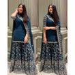 Load image into Gallery viewer, Navy Blue Top With Sequins Work Palazzo Set Clothsvilla
