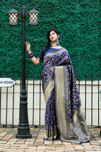 Load image into Gallery viewer, Navy Blue Weaving Banarasi Silk Festive Saree With Blouse ClothsVilla