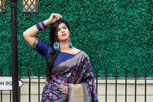 Load image into Gallery viewer, Navy Blue Weaving Banarasi Silk Festive Saree With Blouse ClothsVilla